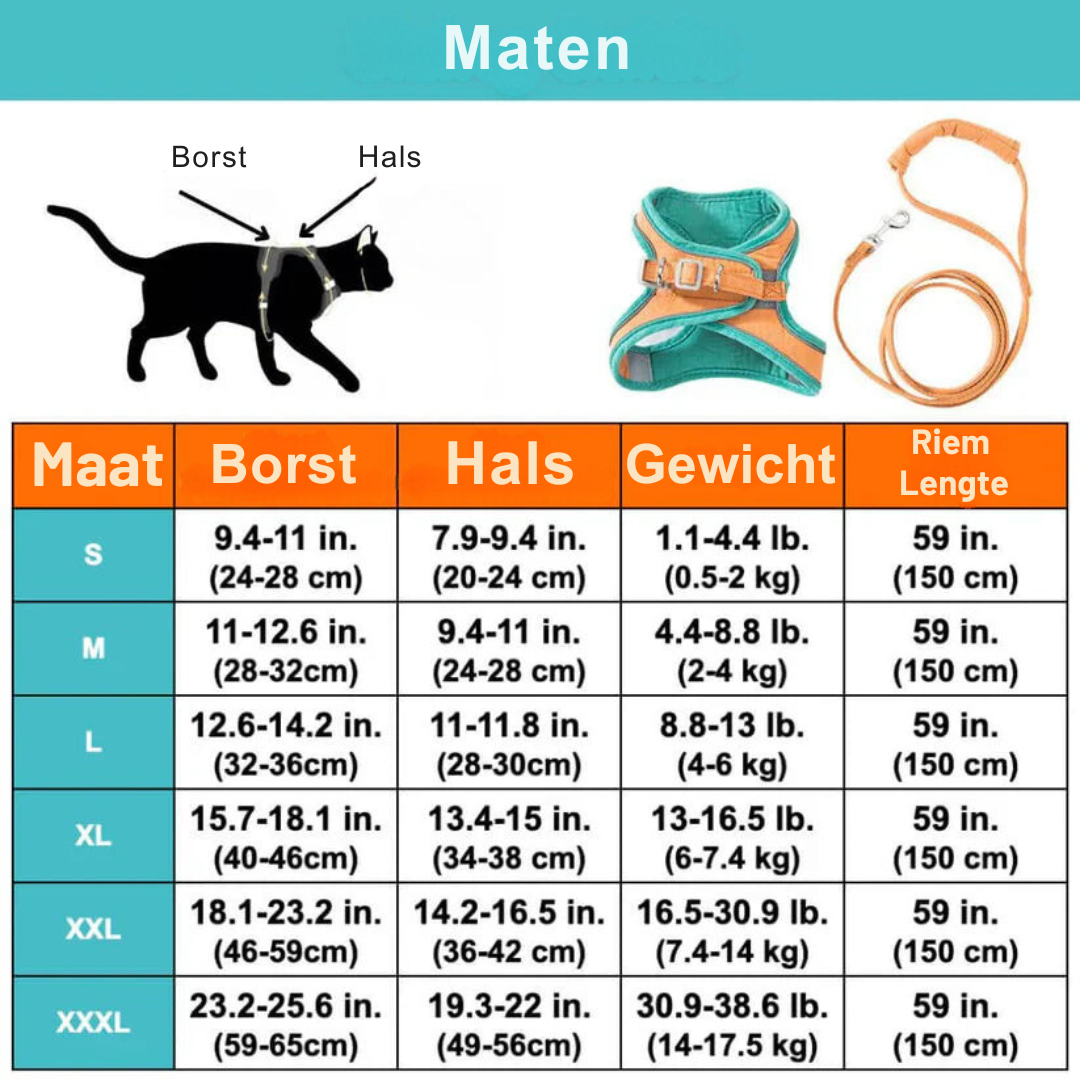 PurrTrail™ Kattenharnas + Riem | Dagactie: 1+1 GRATIS.
